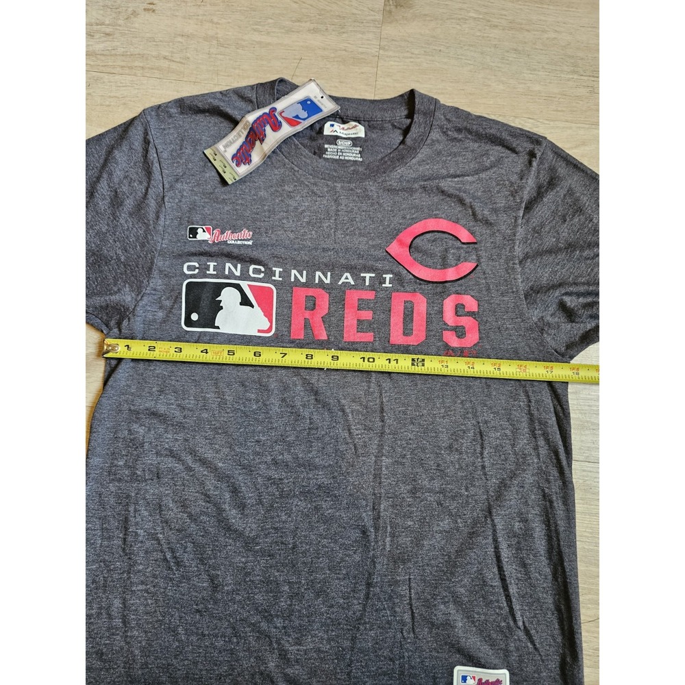 Authentic Majestic Cincinnati Reds Baseball Grey T-Shirt Size Small NWT - Picture 3 of 5